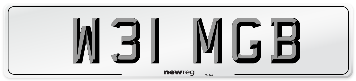 W31 MGB Number Plate from New Reg